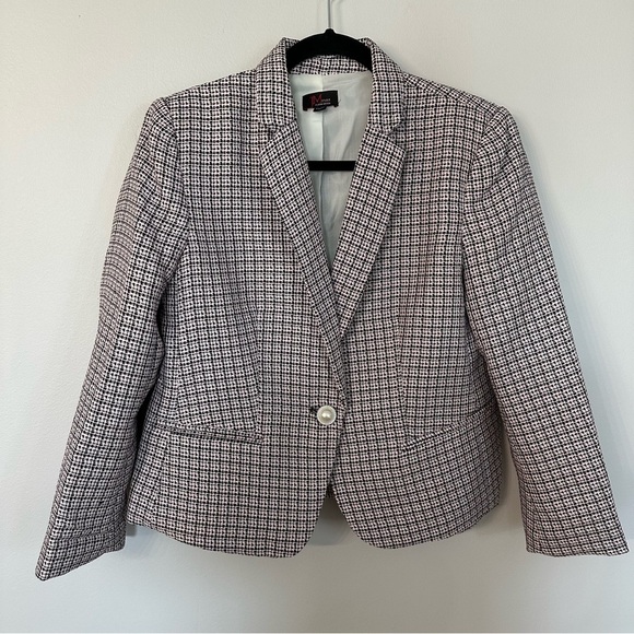 JM Studio by John Meyer Women’s Long Sleeve Houndstooth Blazer Jacket Sz M GUC - Picture 2 of 8